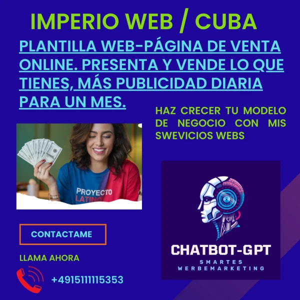 Plantilla Web-Página de Venta Online. Presenta y vende lo que tienes, mas publicidad diaria para un mes.'s foto | IMPERIO WEB |  BizneCubano