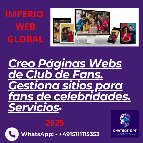Creo Páginas Webs de Club de Fans: Gestiona sitios para fans de celebridades. Servicios's foto | IMPERIO WEB |  BizneCubano